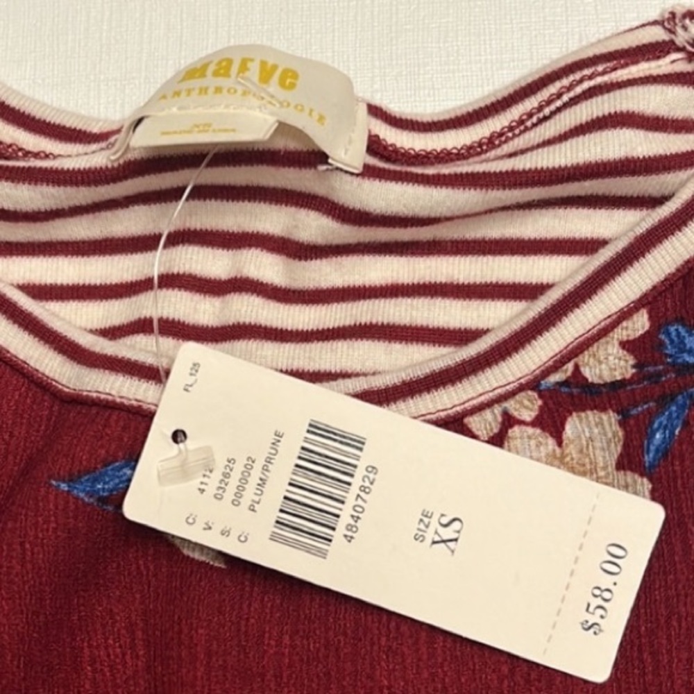 Maeve by Anthropologie Floral Stripe Top - Picture 9 of 9